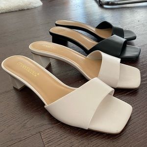 2 pairs of heeled sandals/mules